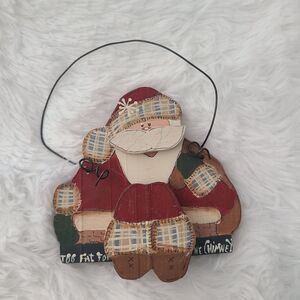 Santa Claus Hanging Decor Country Style Folk Art "Santa Too Fat For The Chimney"
